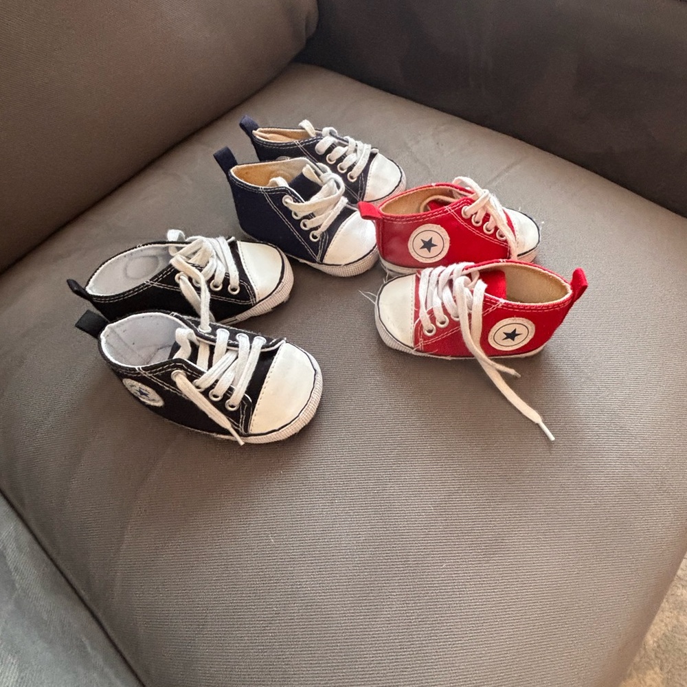 Kids Canvas Sneakers - Red, Black, and Blue